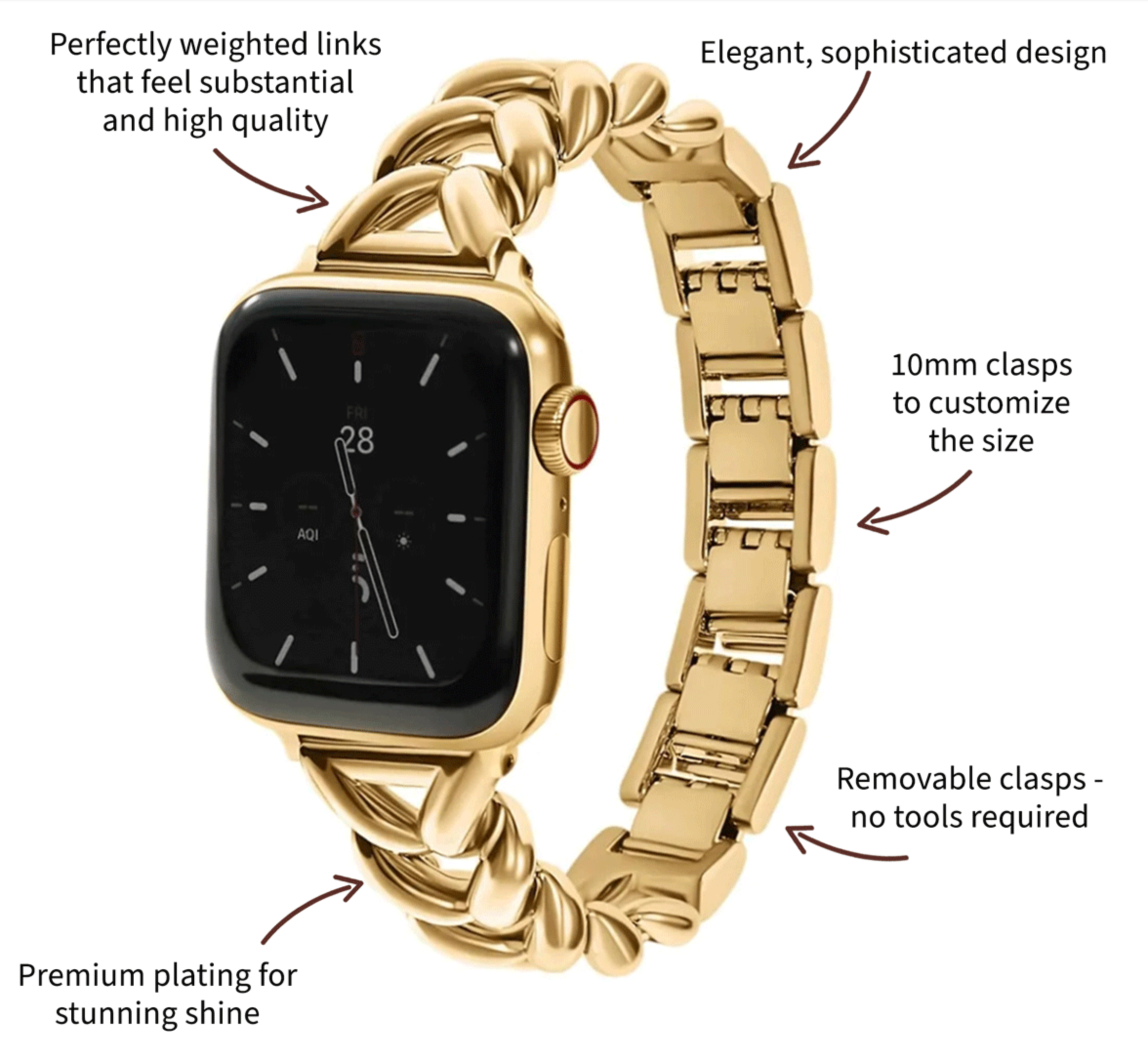 Herringbone Band for the Apple Watch - Goldenerre Women's Apple Watch Bands and Jewelry