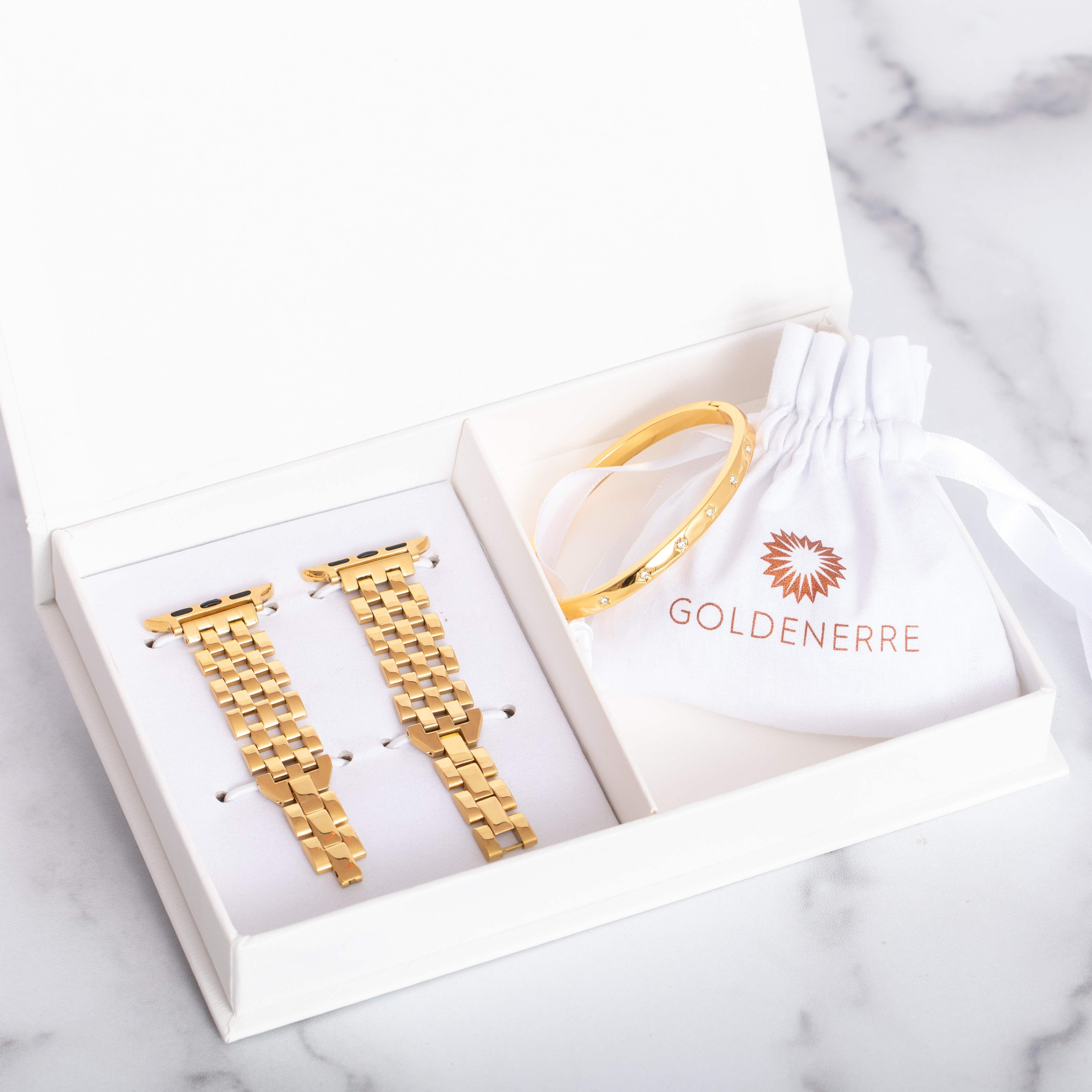 Modern Shine Basketweave Gift Set - Goldenerre Women's Apple Watch Bands and Jewelry