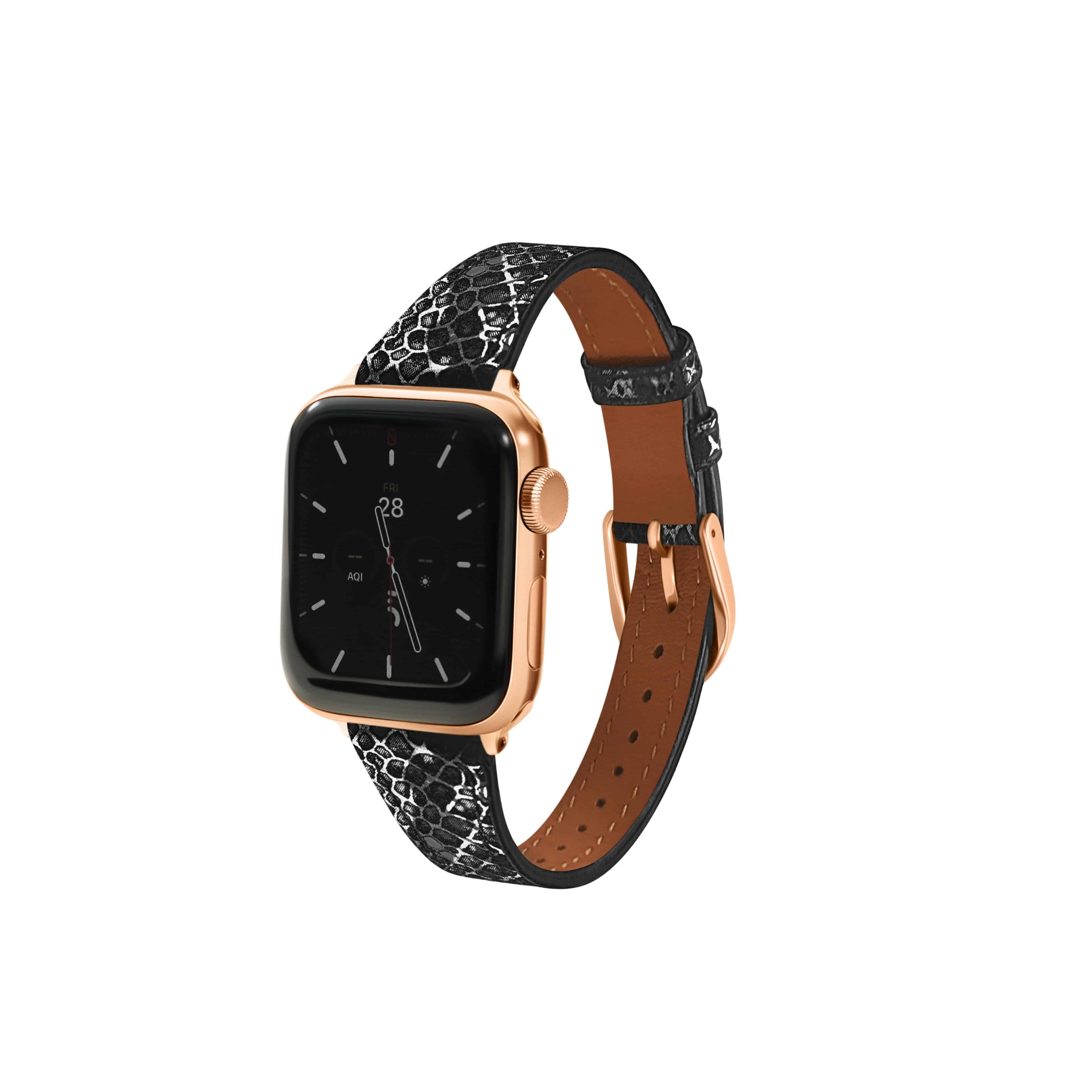 Metallic Snakeskin Printed Band for the Apple Watch - Goldenerre Women's Apple Watch Bands and Jewelry