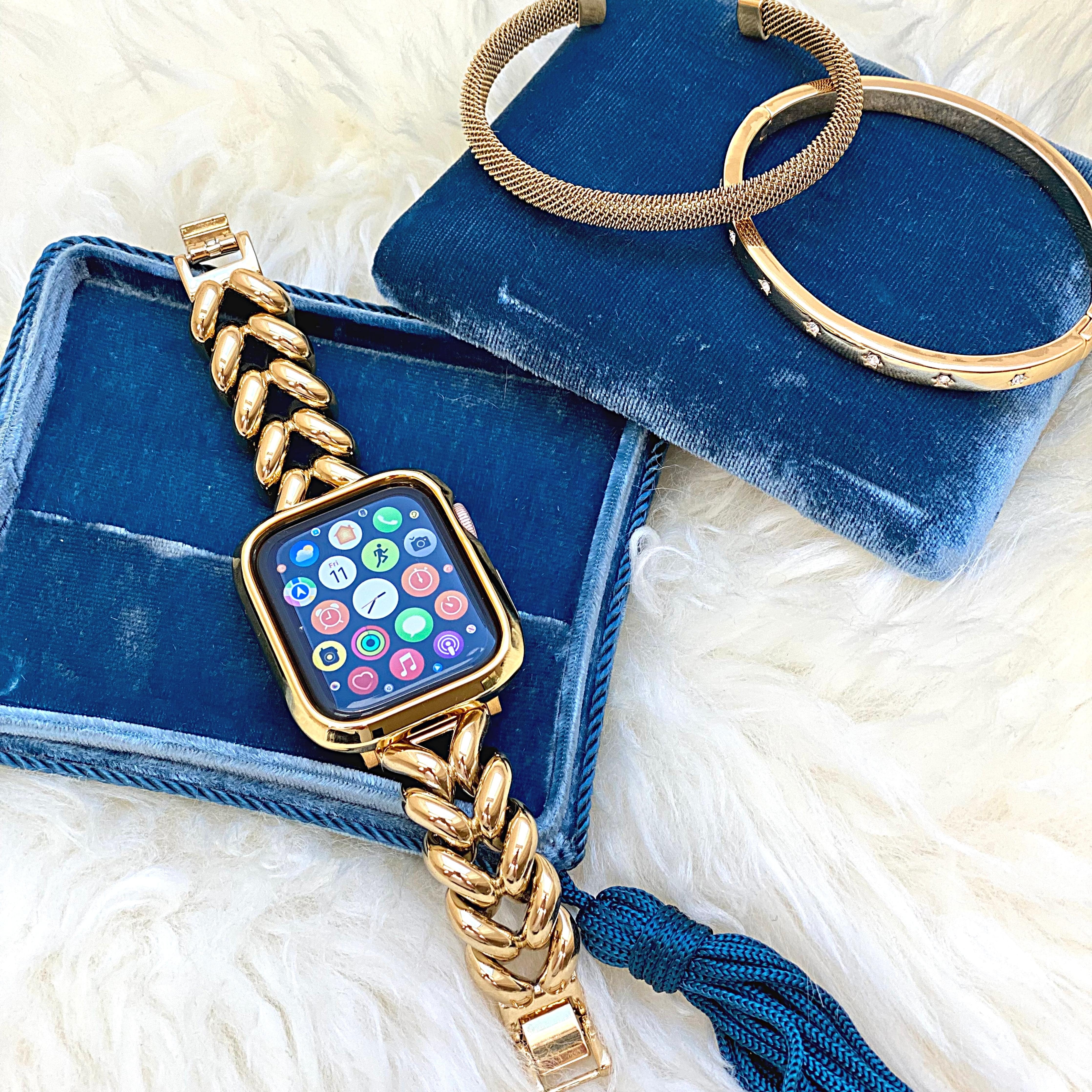 Shiny Open Face Case for the Apple Watch (Series 4-7) - Goldenerre Women's Apple Watch Bands and Jewelry