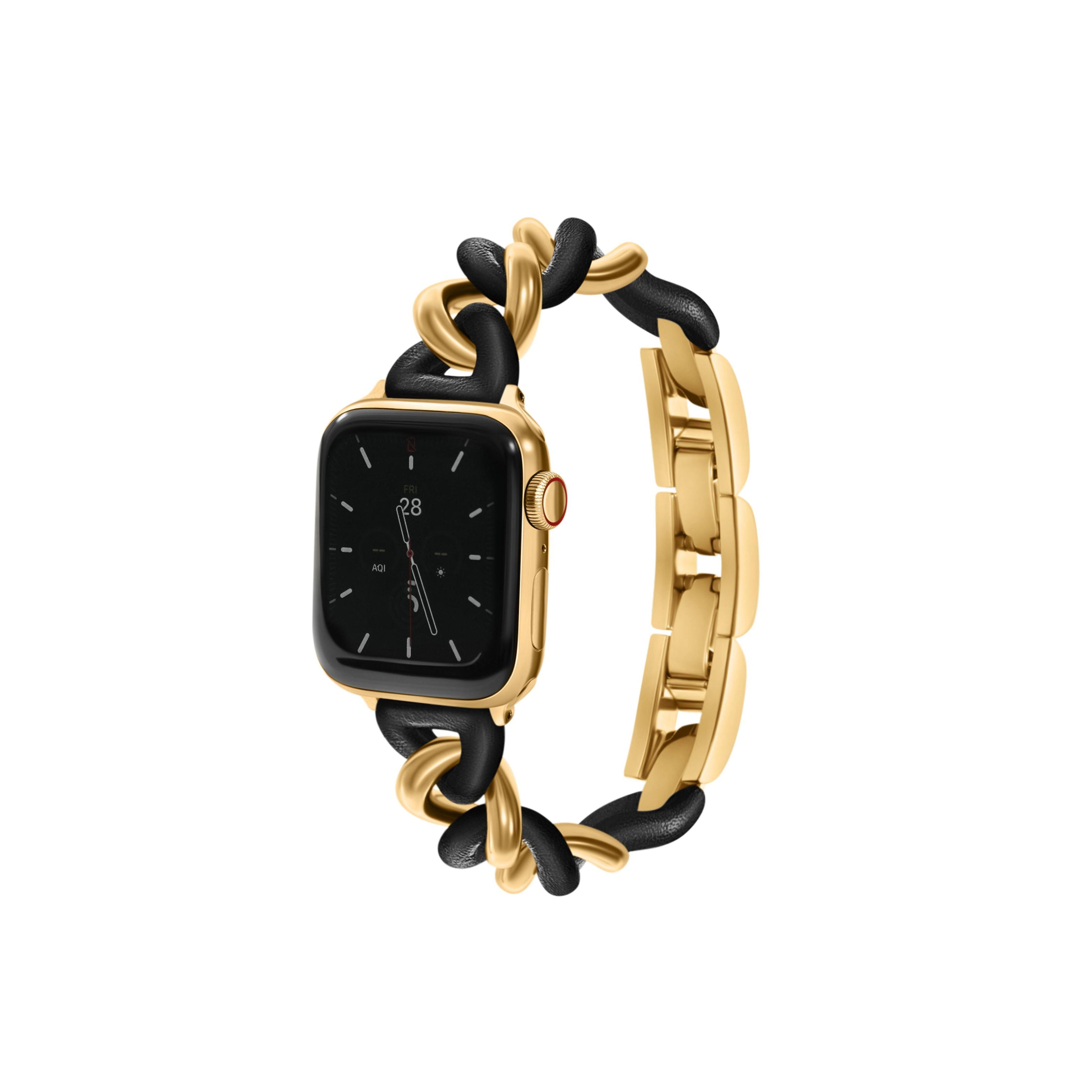 NEW! Leather Link Band for the Apple Watch - Goldenerre Women's Apple Watch Bands and Jewelry