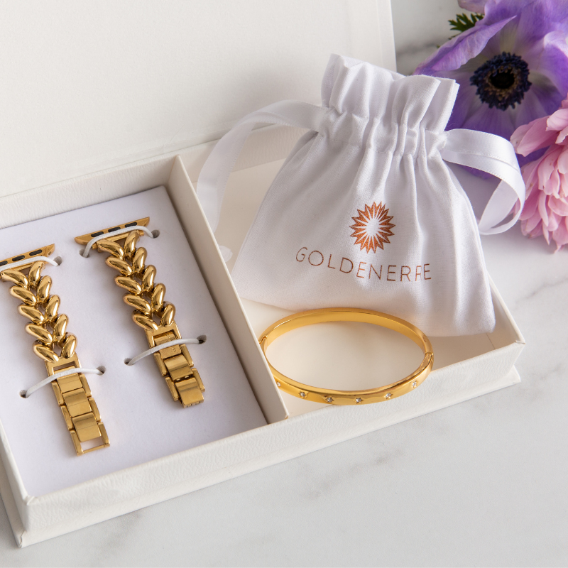Apple watch band gift set for women herringbone and star bracelet