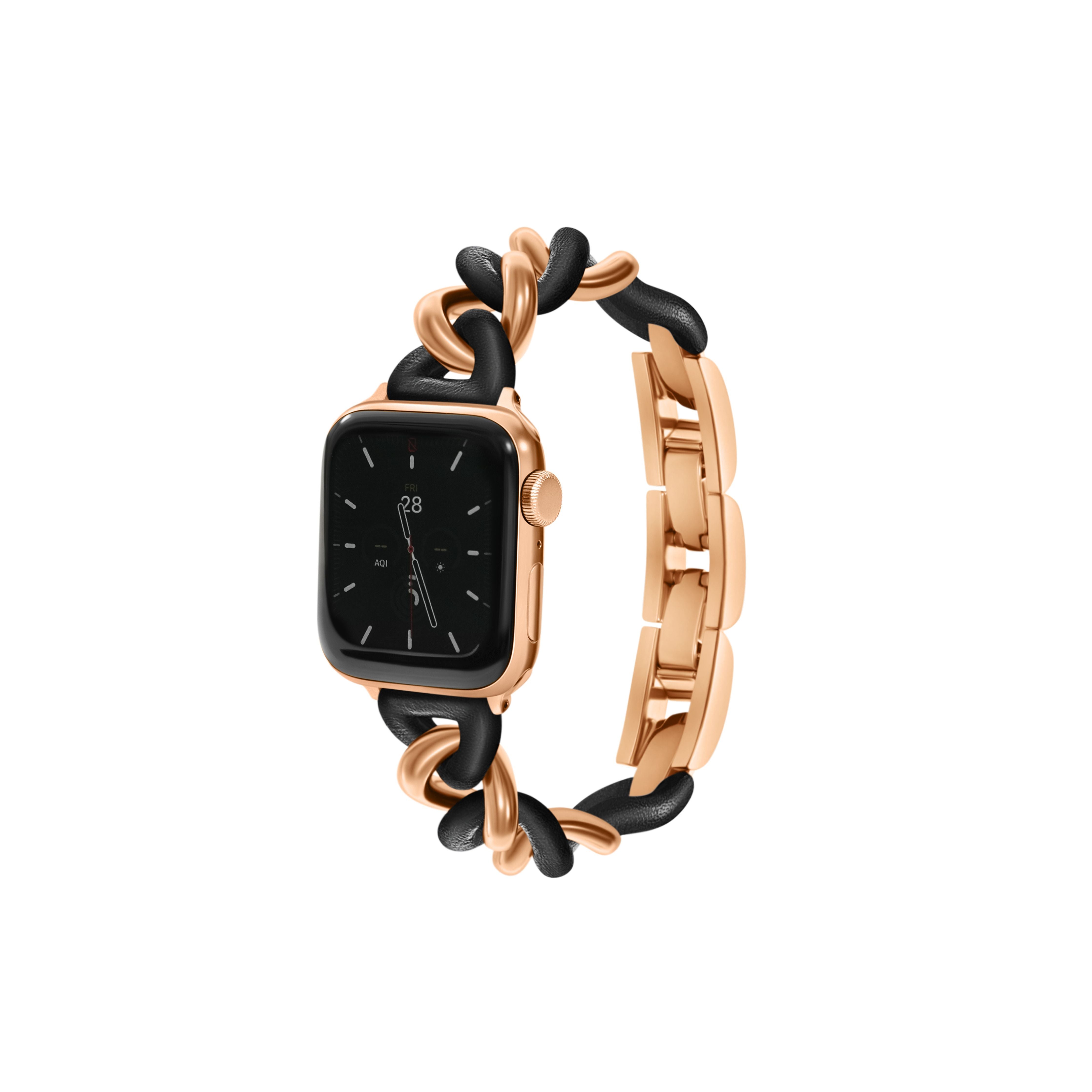 NEW! Leather Link Band for the Apple Watch - Goldenerre Women's Apple Watch Bands and Jewelry