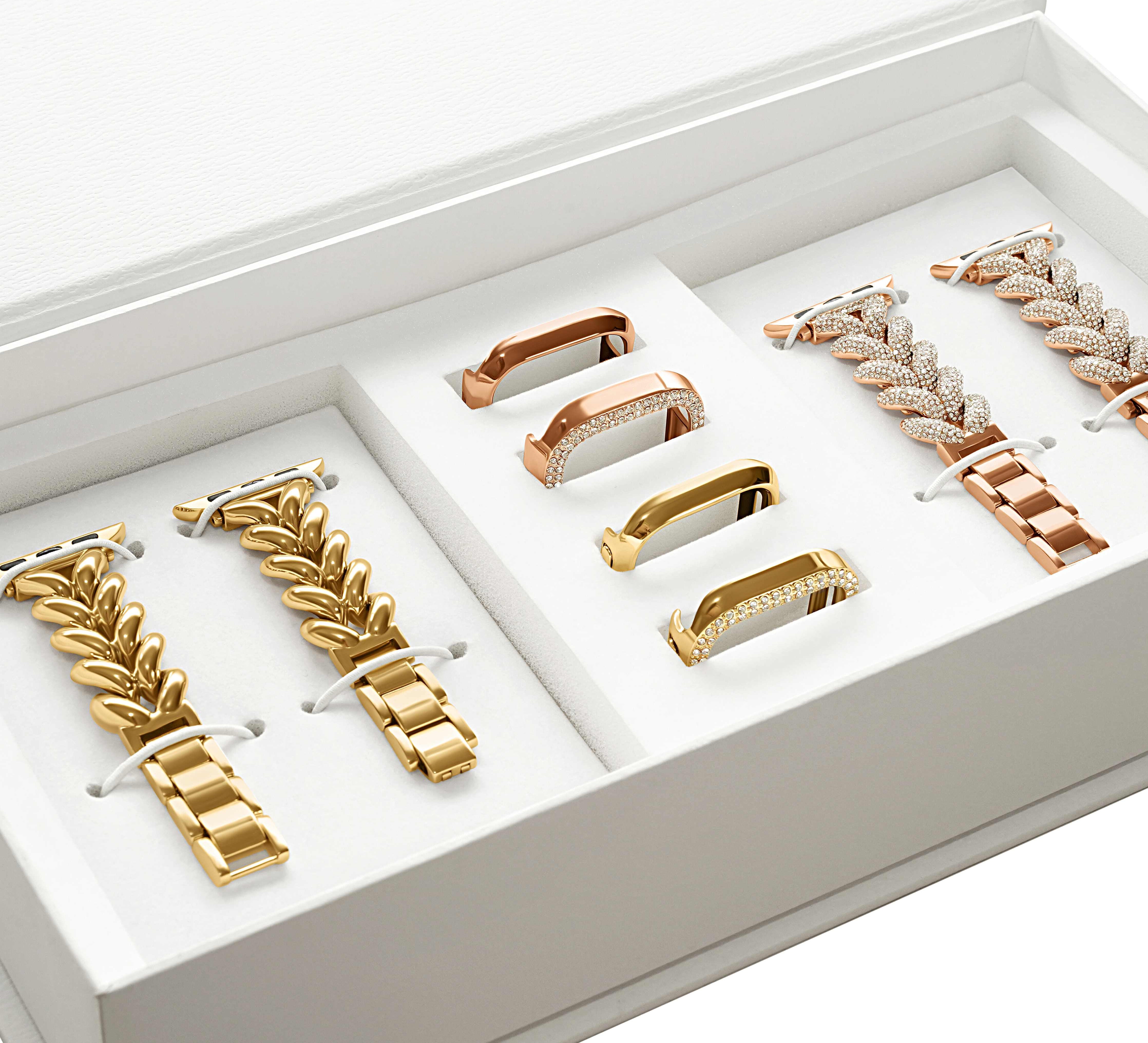 Luxe 6-Piece Gift Set: Herringbone Best Sellers - Goldenerre Women's Apple Watch Bands and Jewelry