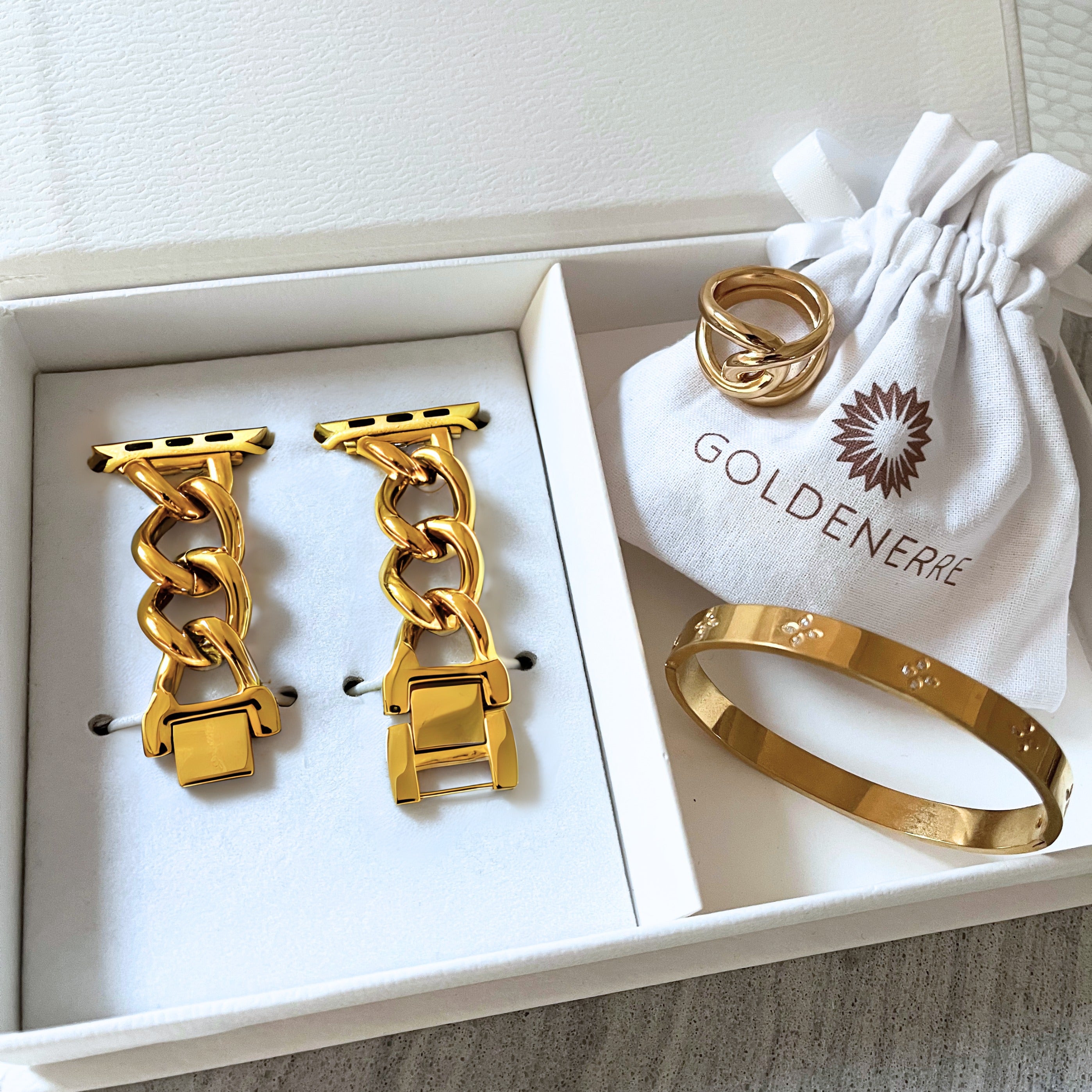 Modern Shine Basketweave Gift Set - Goldenerre Women's Apple Watch Bands and Jewelry