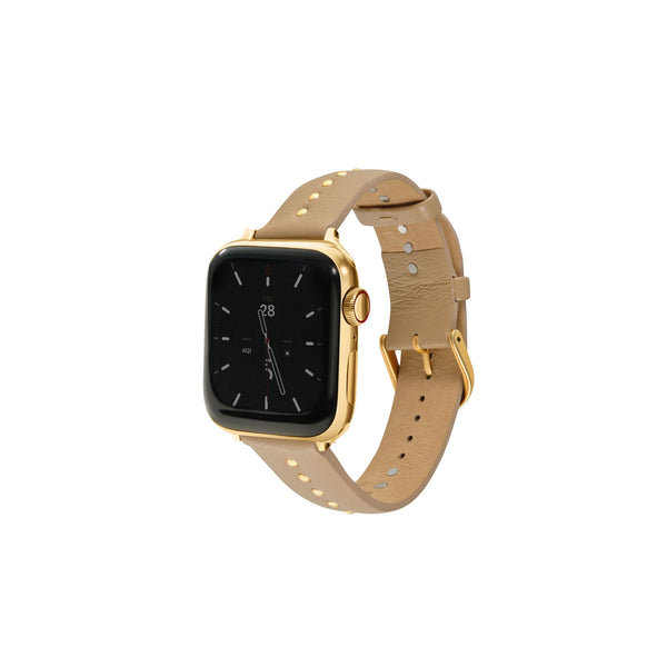 beigetaupeleatherstudbandapple  display picture 2