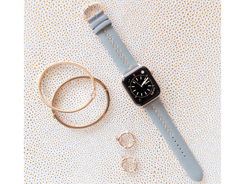 Gray Stud Band for The Apple Watch Final Sale Gray Rose Gold Small Apple Watch Extended Length