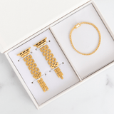Basketweave & Tennis Bracelet Set - Goldenerre Women's Apple Watch Bands and Jewelry