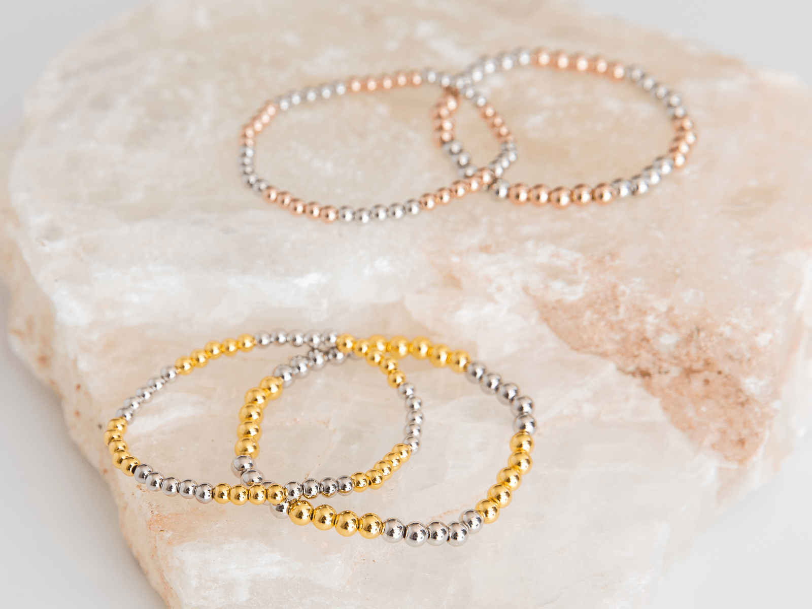 Two Tone Beaded Bracelet - Goldenerre Women's Apple Watch Bands and Jewelry
