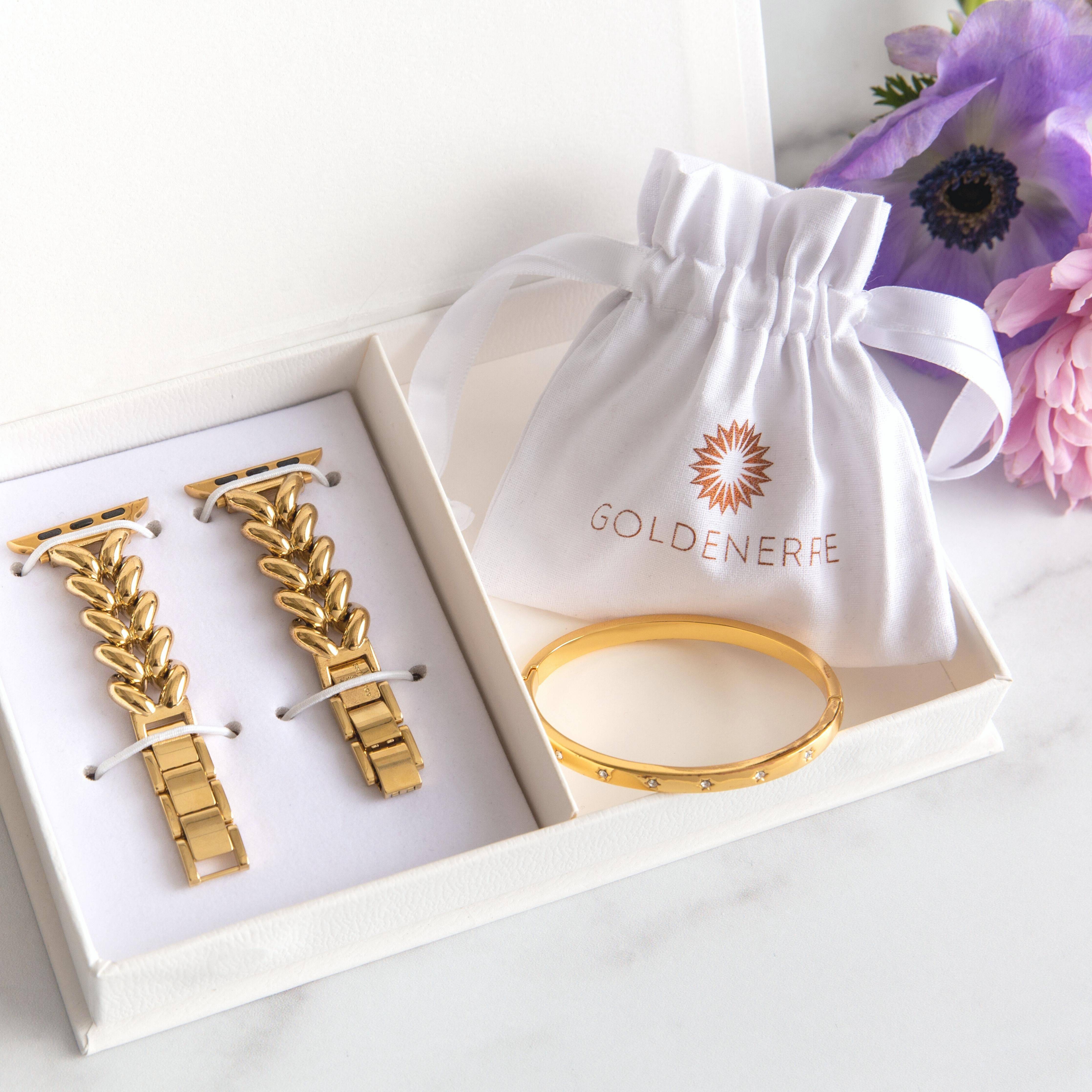 Herringbone & Star Bracelet Set - Goldenerre Women's Apple Watch Bands and Jewelry