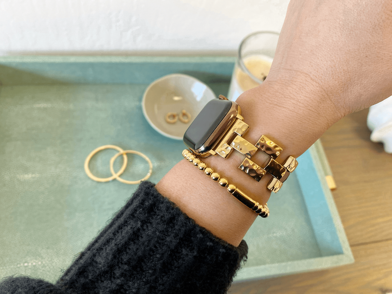Hammered Link Band for the Apple Watch - Goldenerre Women's Apple Watch Bands and Jewelry