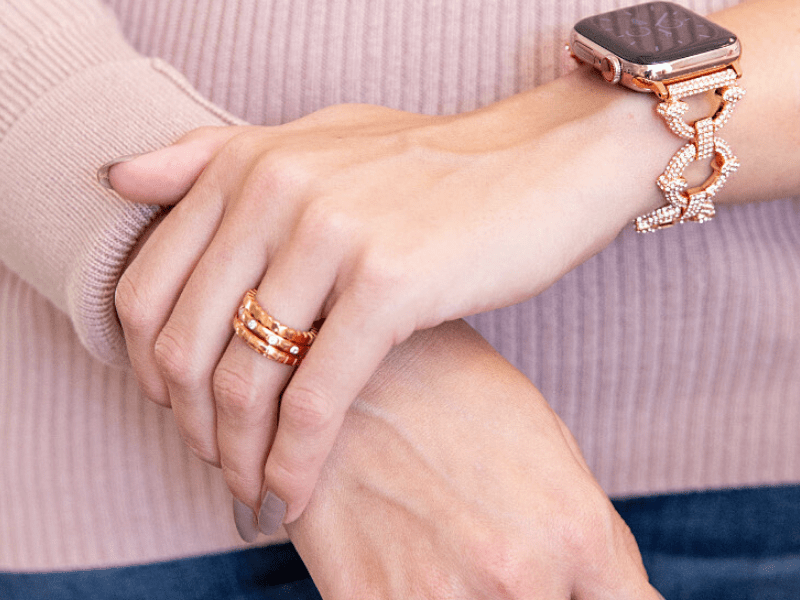 Rose Gold Stacking Rings - Goldenerre Women's Apple Watch Bands and Jewelry