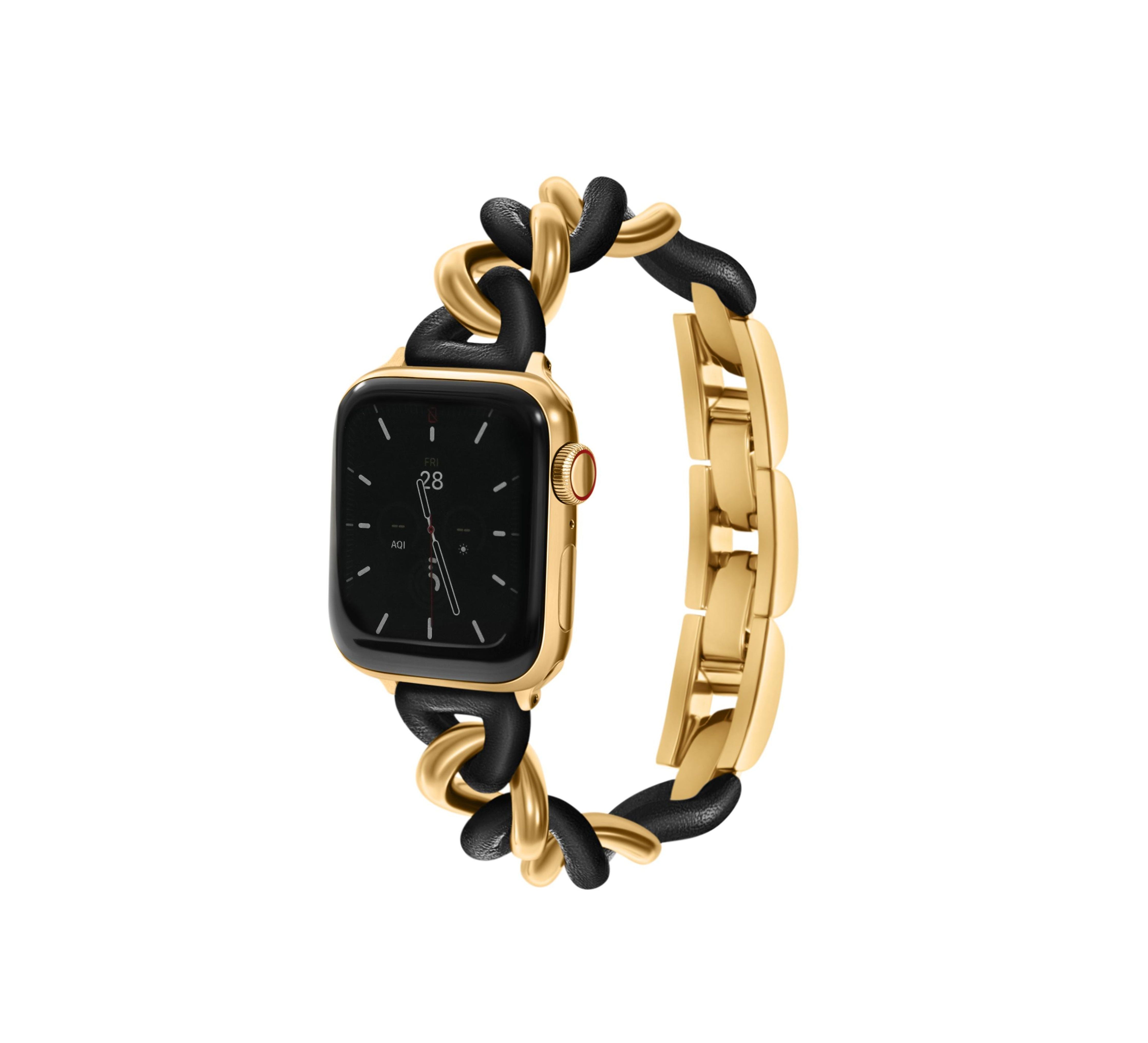 NEW! Leather Link Band for the Apple Watch - Goldenerre Women's Apple Watch Bands and Jewelry